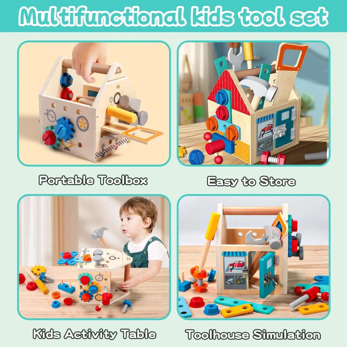 Boîte d'Outils en Bois pour Enfant | Bricolage Éducatif