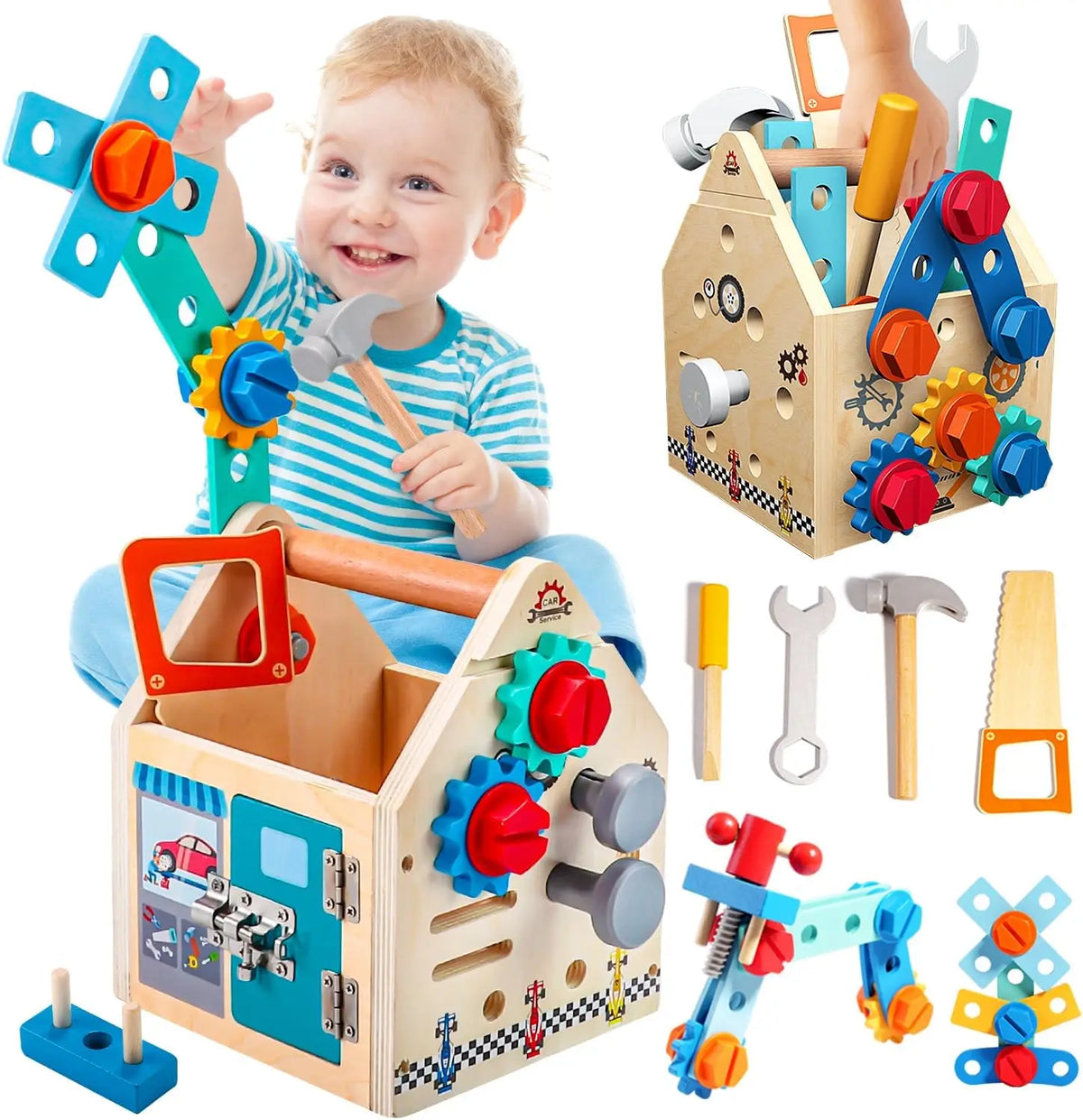 Boîte d'Outils en Bois pour Enfant | Bricolage Éducatif