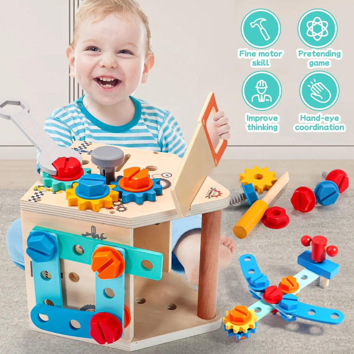 Boîte d'Outils en Bois pour Enfant | Bricolage Éducatif