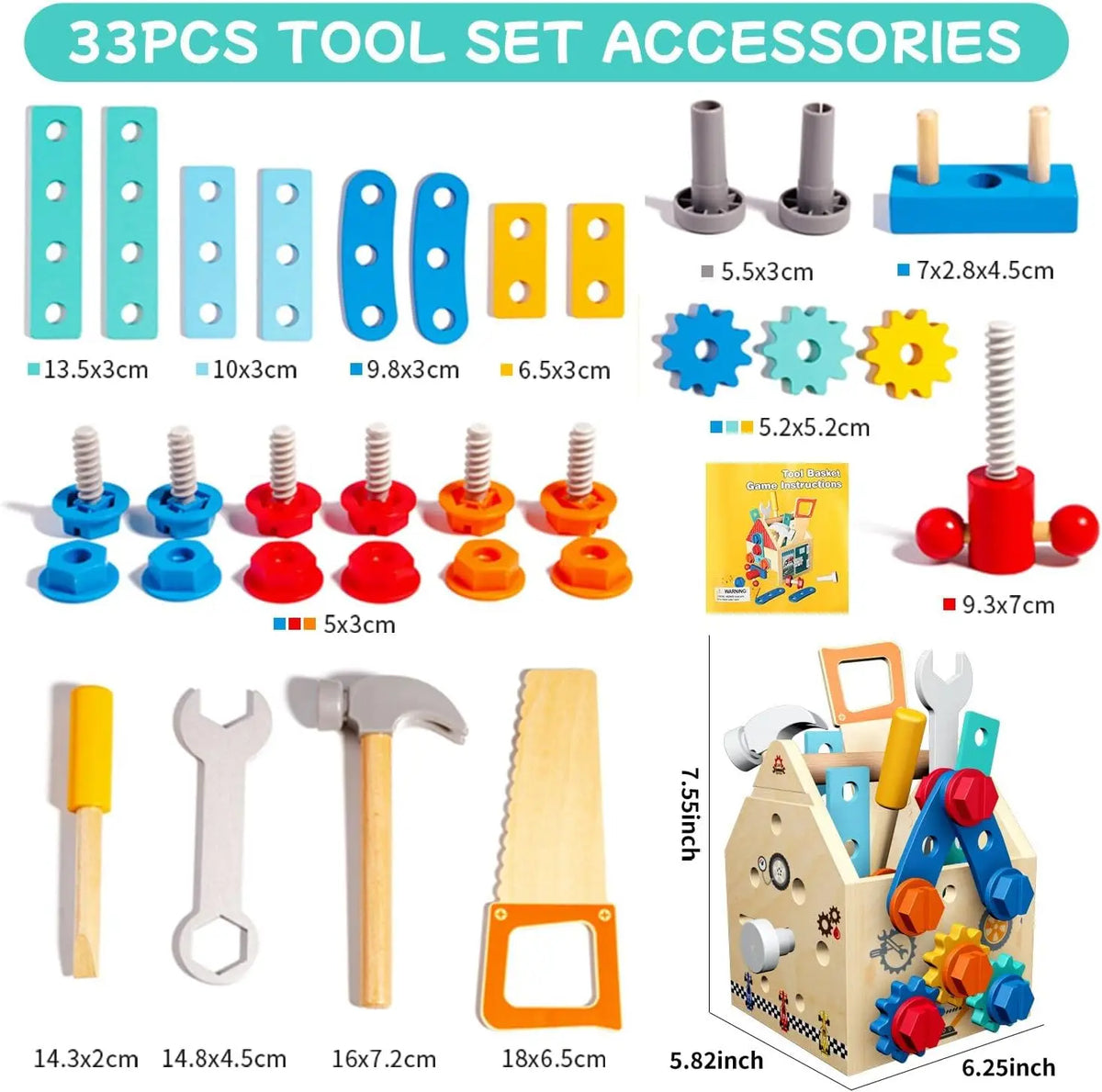 Boîte d'Outils en Bois pour Enfant | Bricolage Éducatif